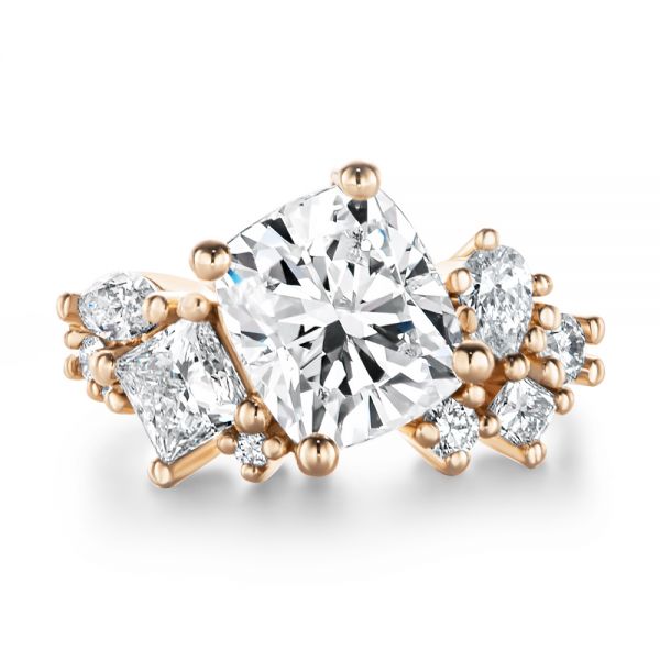 14k Rose Gold 14k Rose Gold Cluster Diamond Engagement Ring - Top View - 107584