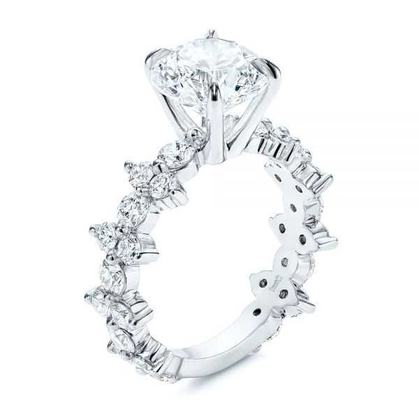  Platinum Cluster Diamond Engagement Ring - Three-Quarter View -  106270