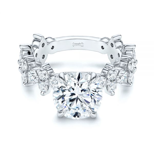 18k White Gold 18k White Gold Cluster Diamond Engagement Ring - Flat View -  106270 - Thumbnail