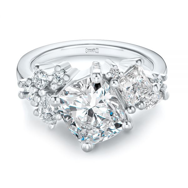  Platinum Platinum Cluster Diamond Engagement Ring - Flat View -  107584