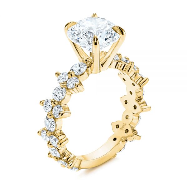 18k Yellow Gold 18k Yellow Gold Cluster Diamond Engagement Ring - Three-Quarter View -  106270 - Thumbnail