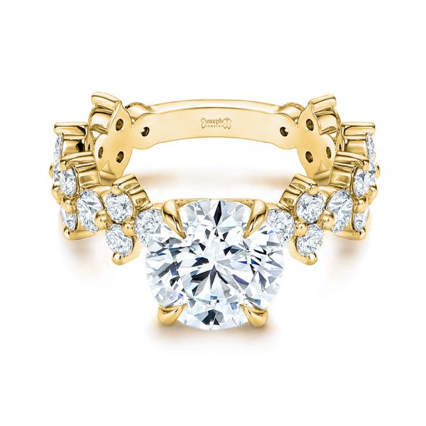 18k Yellow Gold 18k Yellow Gold Cluster Diamond Engagement Ring - Flat View -  106270 - Thumbnail