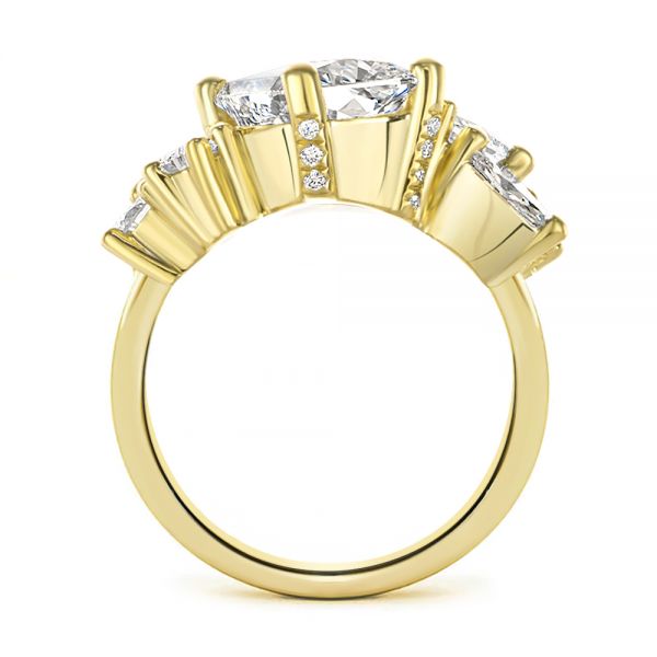 14k Yellow Gold Cluster Diamond Engagement Ring - Front View -  107584