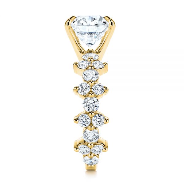 18k Yellow Gold 18k Yellow Gold Cluster Diamond Engagement Ring - Side View -  106270 - Thumbnail