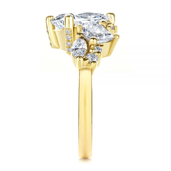 18k Yellow Gold 18k Yellow Gold Cluster Diamond Engagement Ring - Side View -  107584