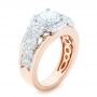 14k Rose Gold And 14K Gold Cluster Diamonds And Halo Two-tone Engagement Ring - Three-Quarter View -  102488 - Thumbnail
