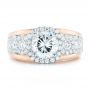 14k Rose Gold And 14K Gold Cluster Diamonds And Halo Two-tone Engagement Ring - Top View -  102488 - Thumbnail