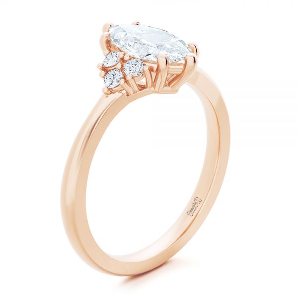 18k Rose Gold 18k Rose Gold Cluster Marquise Engagement Ring - Three-Quarter View -  107304