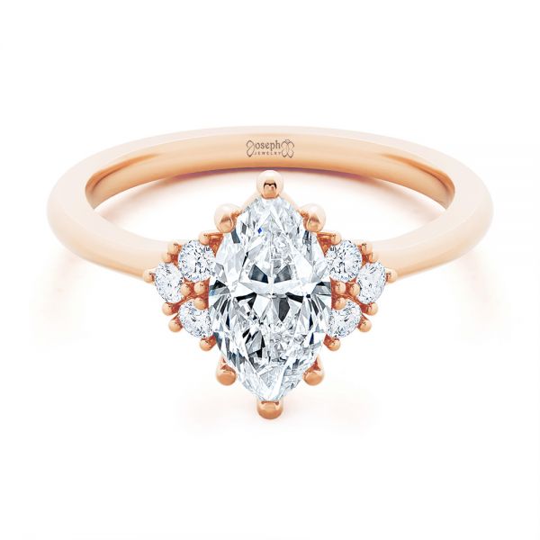 14k Rose Gold 14k Rose Gold Cluster Marquise Engagement Ring - Flat View - 107304