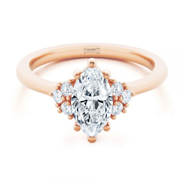 14k Rose Gold 14k Rose Gold Cluster Marquise Engagement Ring - Flat View -  107304