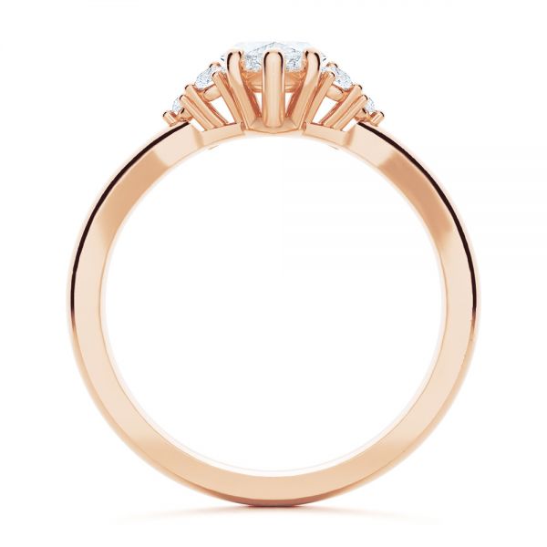 18k Rose Gold 18k Rose Gold Cluster Marquise Engagement Ring - Front View -  107304