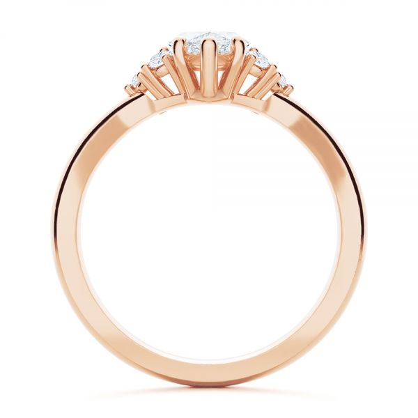 14k Rose Gold 14k Rose Gold Cluster Marquise Engagement Ring - Front View -  107304