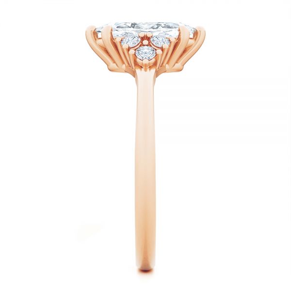 14k Rose Gold 14k Rose Gold Cluster Marquise Engagement Ring - Side View - 107304