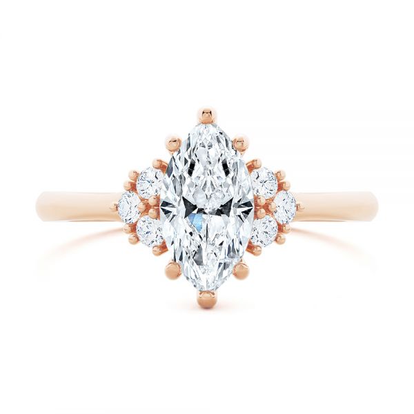 18k Rose Gold 18k Rose Gold Cluster Marquise Engagement Ring - Top View -  107304