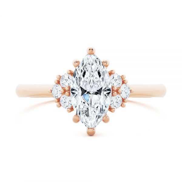 14k Rose Gold 14k Rose Gold Cluster Marquise Engagement Ring - Top View - 107304