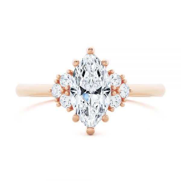 14k Rose Gold 14k Rose Gold Cluster Marquise Engagement Ring - Top View -  107304