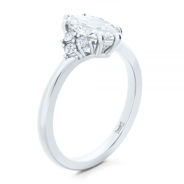  Platinum Platinum Cluster Marquise Engagement Ring - Three-Quarter View -  107304