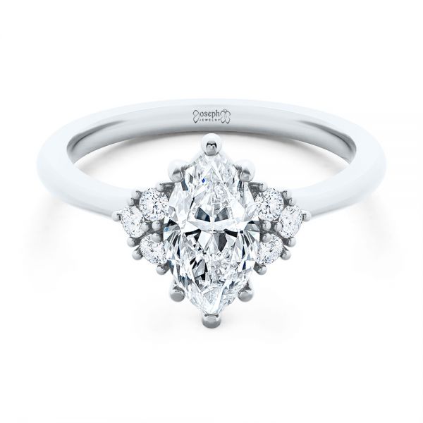 14k White Gold 14k White Gold Cluster Marquise Engagement Ring - Flat View - 107304