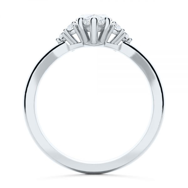 18k White Gold 18k White Gold Cluster Marquise Engagement Ring - Front View -  107304