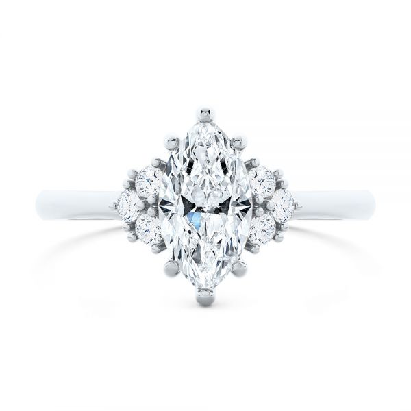 18k White Gold 18k White Gold Cluster Marquise Engagement Ring - Top View -  107304