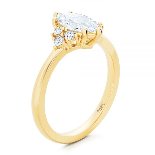 18k Yellow Gold 18k Yellow Gold Cluster Marquise Engagement Ring - Three-Quarter View -  107304
