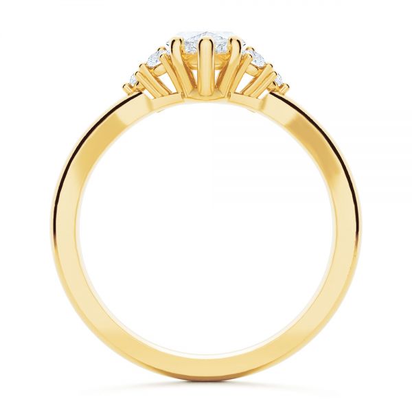 14k Yellow Gold Cluster Marquise Engagement Ring - Front View -  107304