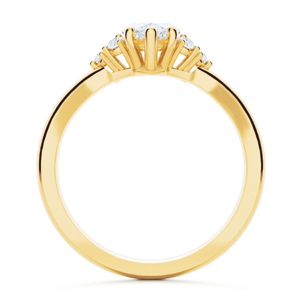 14k Yellow Gold Cluster Marquise Engagement Ring - Front View - 107304