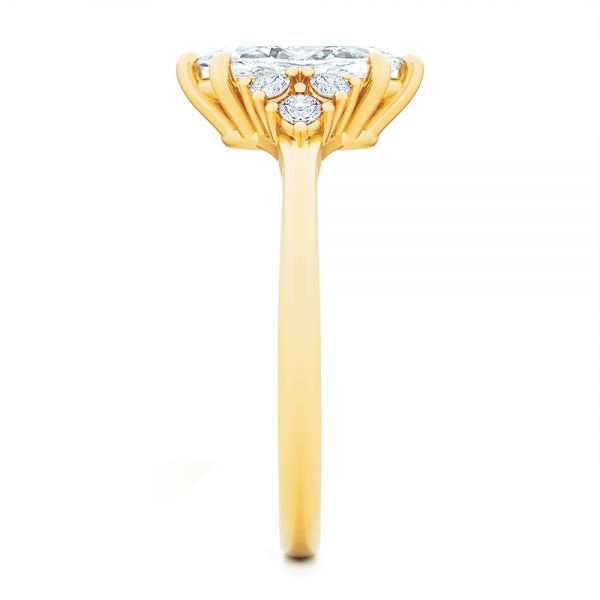 14k Yellow Gold Cluster Marquise Engagement Ring - Side View - 107304