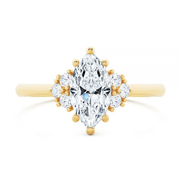 14k Yellow Gold Cluster Marquise Engagement Ring - Top View -  107304