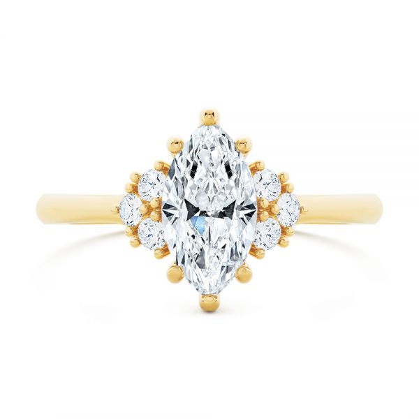 14k Yellow Gold Cluster Marquise Engagement Ring - Top View - 107304