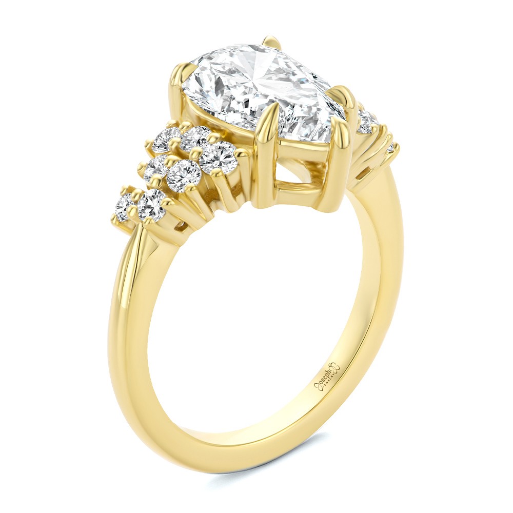 Cluster Pear Diamond Engagement Ring - Three-quarter view