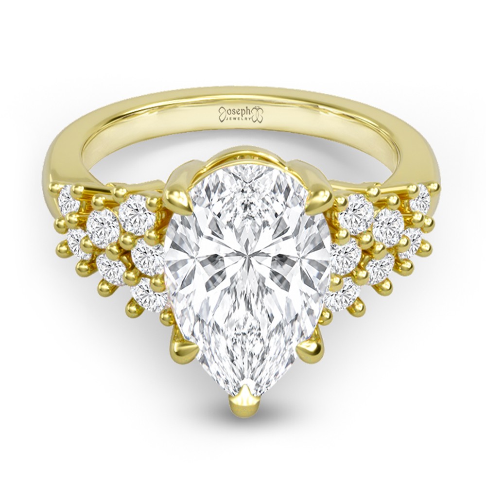 Cluster Pear Diamond Engagement Ring - front perspective