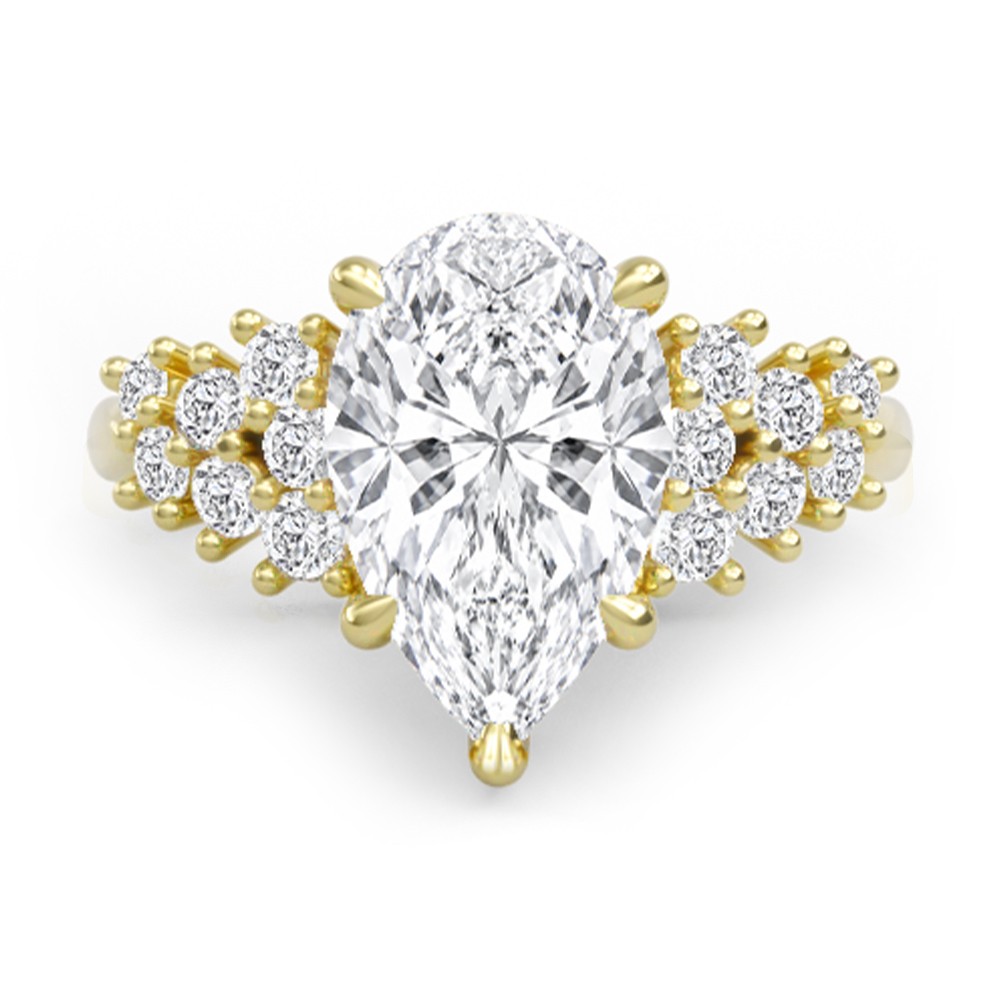 Cluster Pear Diamond Engagement Ring - Top view