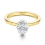 14k Yellow Gold Compass Set Cushion Cut Diamond Engagement Ring - Flat View -  107892 - Thumbnail