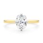 14k Yellow Gold Compass Set Cushion Cut Diamond Engagement Ring - Top View -  107892 - Thumbnail