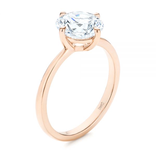 18k Rose Gold 18k Rose Gold Compass-set Diamond Engagement Ring - Three-Quarter View - 106729
