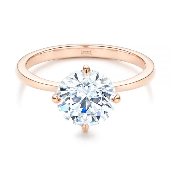 18k Rose Gold 18k Rose Gold Compass-set Diamond Engagement Ring - Flat View -  106729
