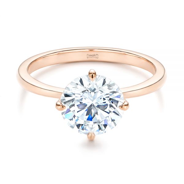 18k Rose Gold 18k Rose Gold Compass-set Diamond Engagement Ring - Flat View - 106729
