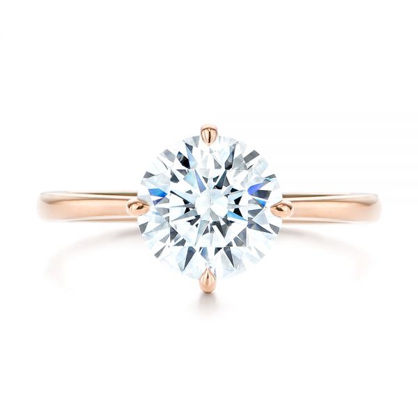 18k Rose Gold 18k Rose Gold Compass-set Diamond Engagement Ring - Top View -  106729