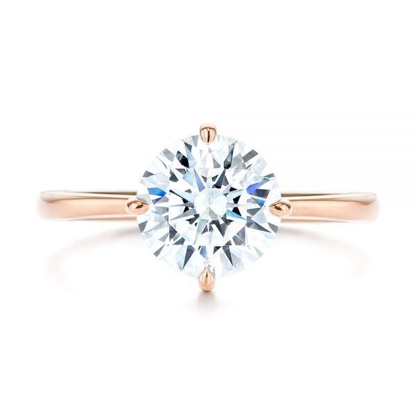 18k Rose Gold 18k Rose Gold Compass-set Diamond Engagement Ring - Top View - 106729
