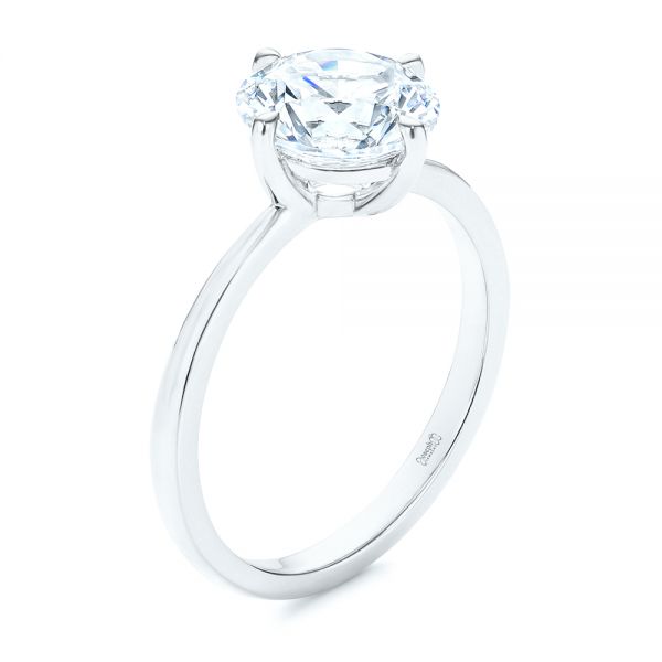 14k White Gold 14k White Gold Compass-set Diamond Engagement Ring - Three-Quarter View -  106729