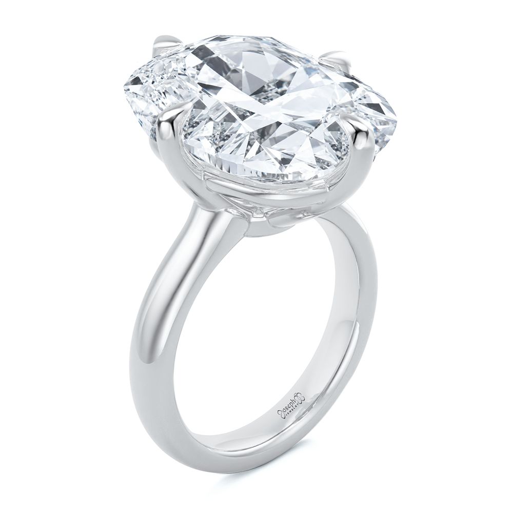 Compass Set Elongated Cushion Cut Diamond Engagement Ring - Image