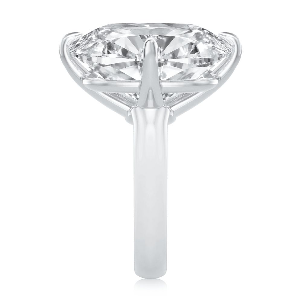 Compass Set Elongated Cushion Cut Diamond Engagement Ring - Side view