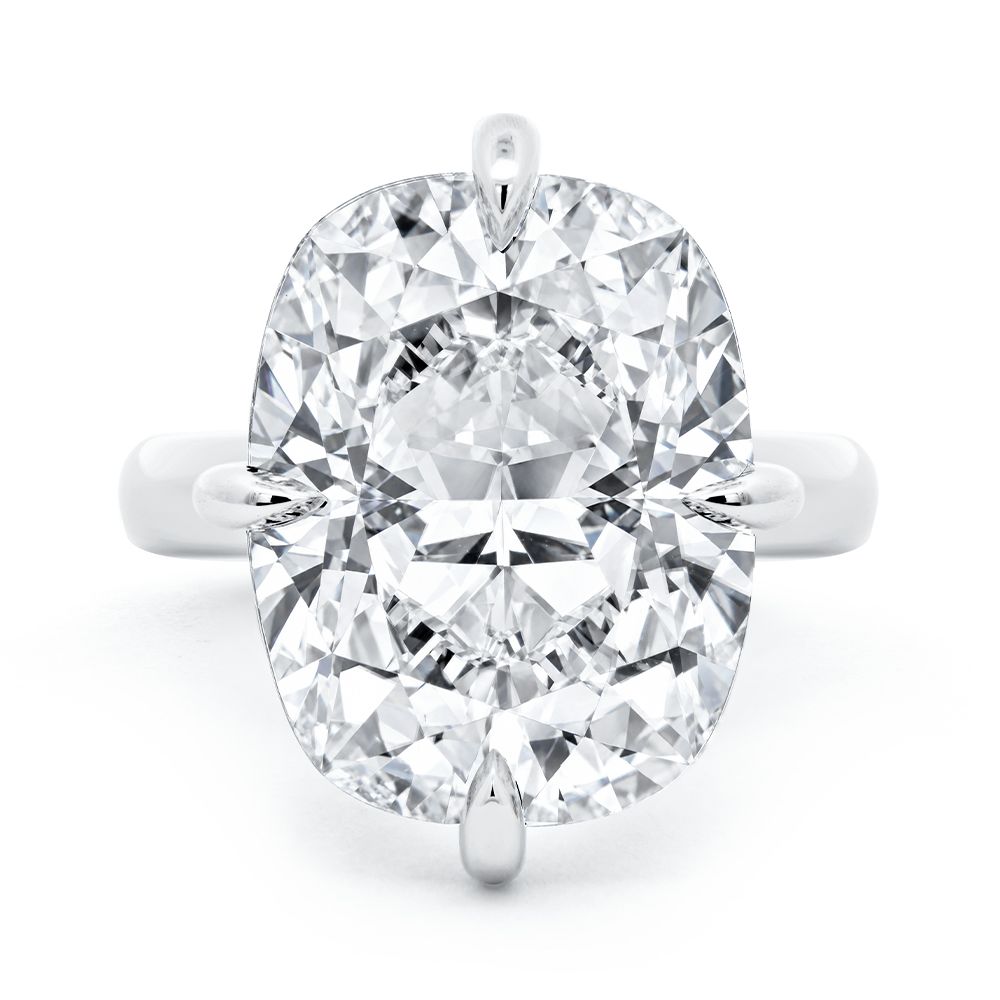 Compass Set Elongated Cushion Cut Diamond Engagement Ring - Top view