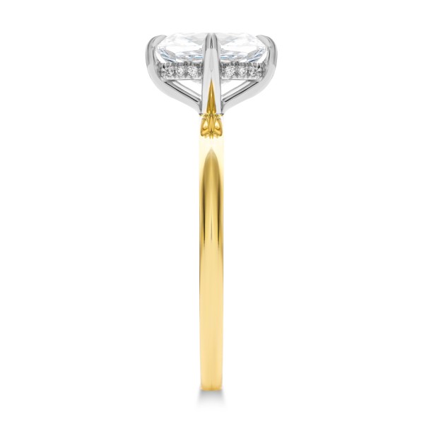 14k Yellow Gold Compass Set Elongated Cushion Cut Diamond Engagement Ring - Side View -  107892 - Thumbnail