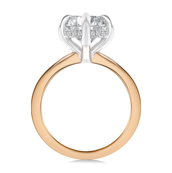 14k Rose Gold And Platinum 14k Rose Gold And Platinum Compass Set Emerald Cut And Hidden Halo Diamond Engagement Ring - Front View -  108177 - Thumbnail