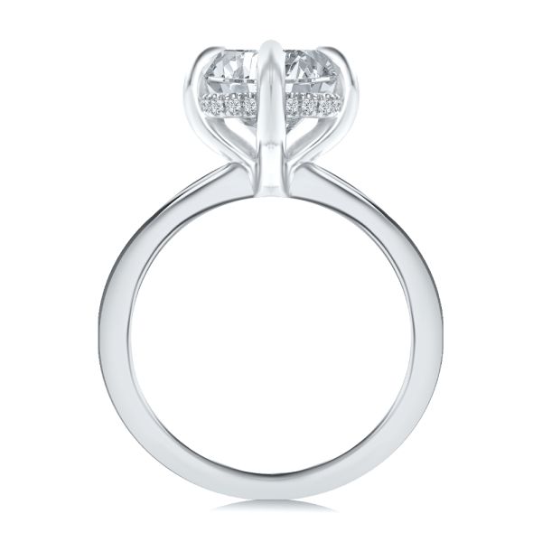 14k White Gold And Platinum 14k White Gold And Platinum Compass Set Emerald Cut And Hidden Halo Diamond Engagement Ring - Front View -  108177 - Thumbnail