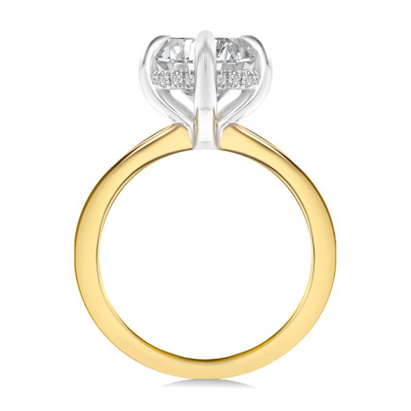 14k Yellow Gold And Platinum Compass Set Emerald Cut And Hidden Halo Diamond Engagement Ring - Front View -  108177 - Thumbnail