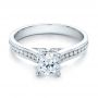 14k White Gold Contemporary Channel Set Diamond Engagement Ring - Flat View -  100405 - Thumbnail