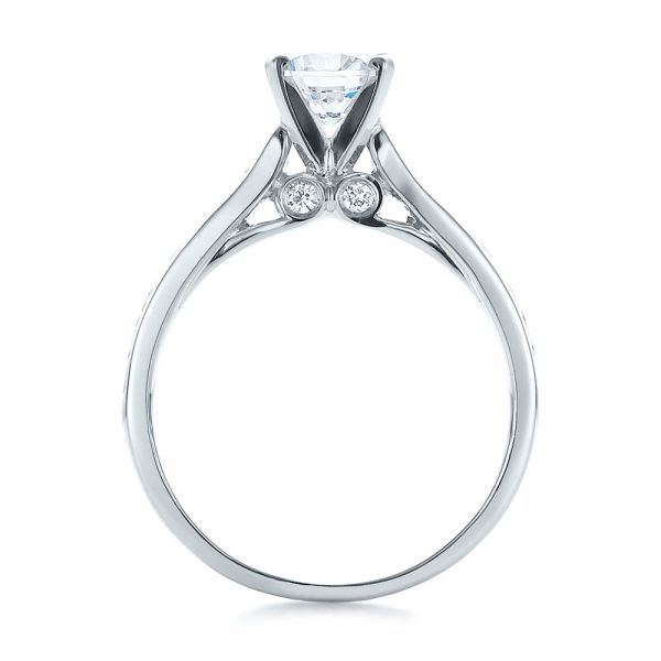 14k White Gold Contemporary Channel Set Diamond Engagement Ring - Front View -  100405
